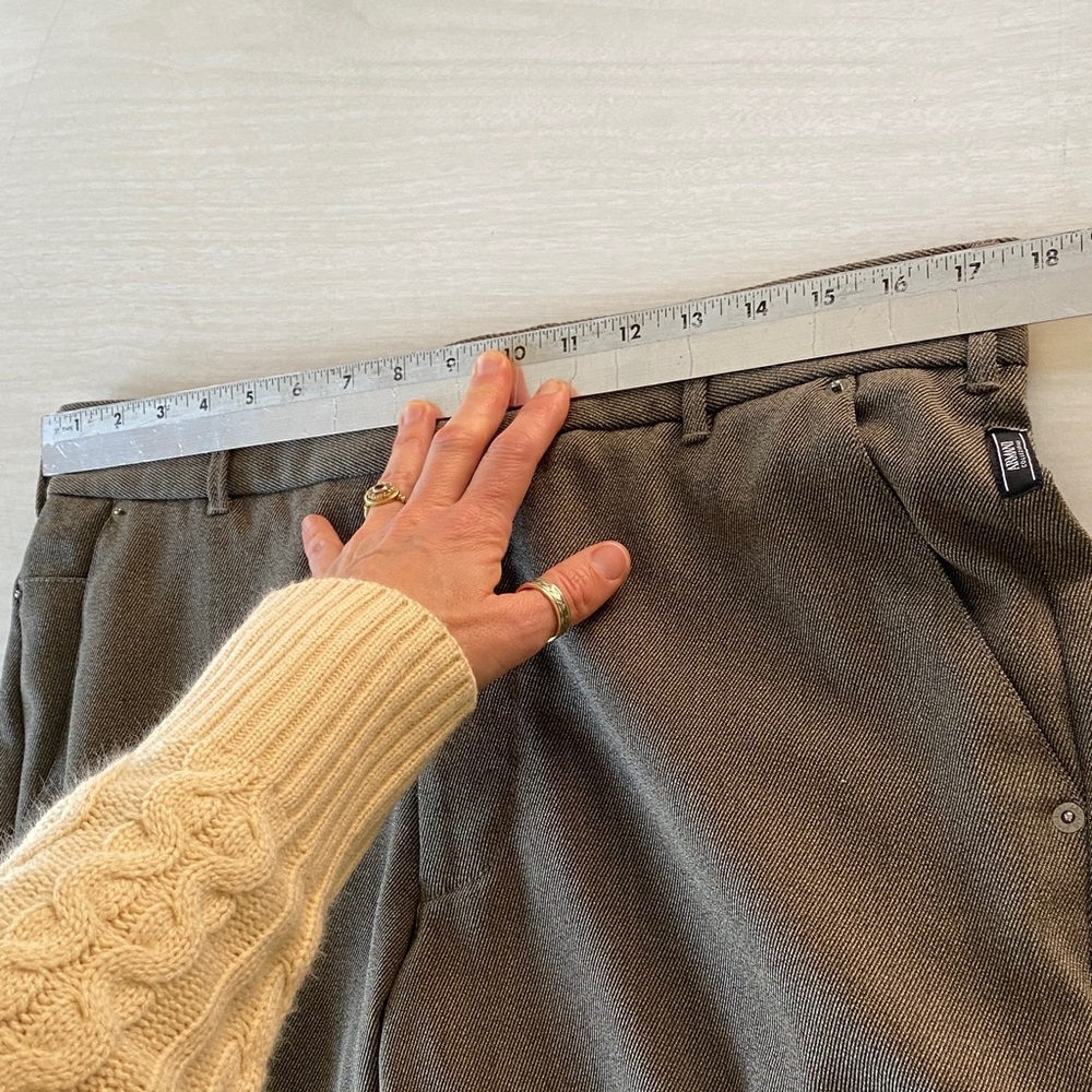 Armani Collezioni Wool Blend Brown Tan Trousers Pants Luxury Designer Minimalist - Picture 10 of 16